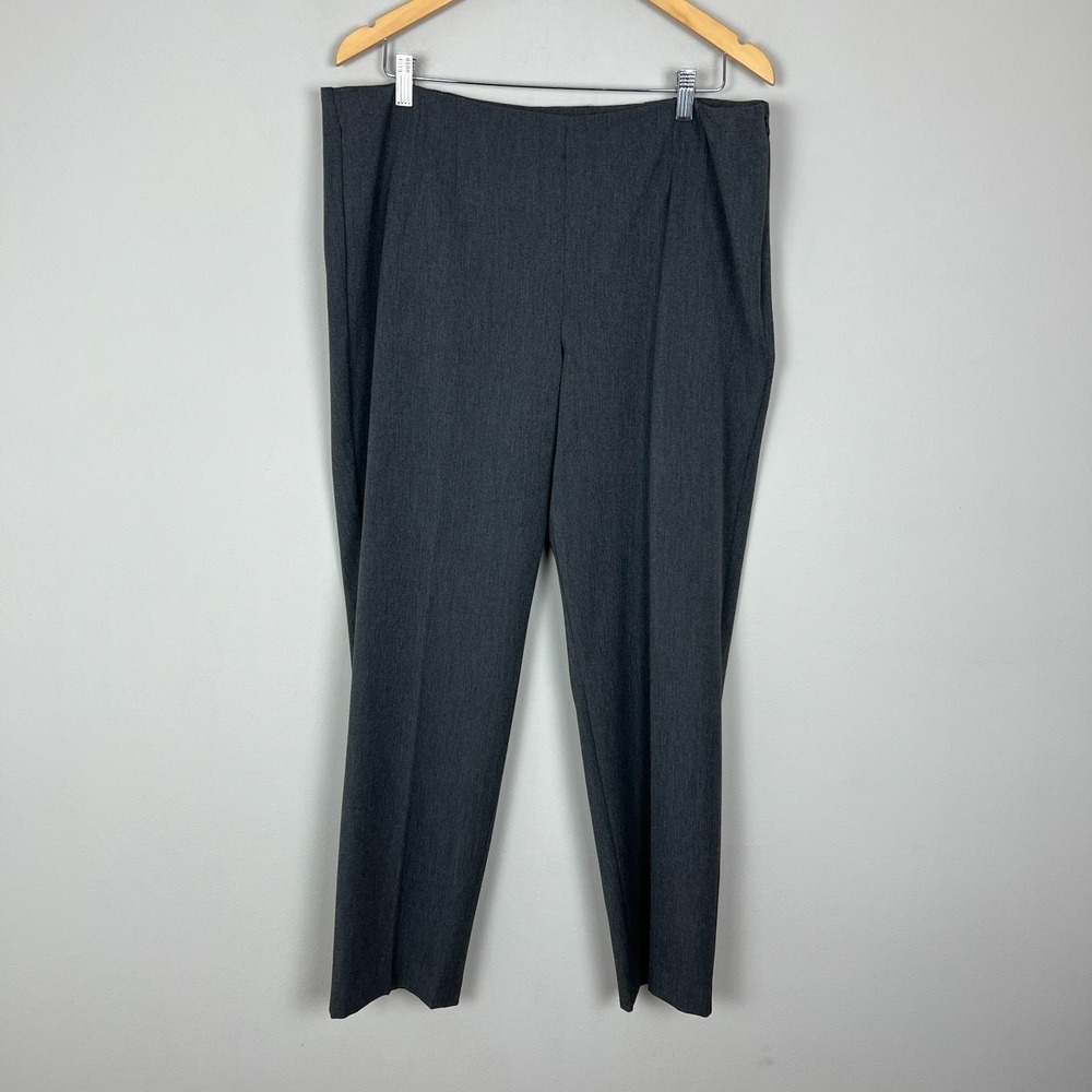 Talbots Refined Bi-Stretch Pants Womens 16 Charcoal Gray Side Zip Straight Leg